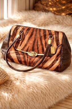 COACH Madison Bag Zebra Animal Print Madeline East West Satchel